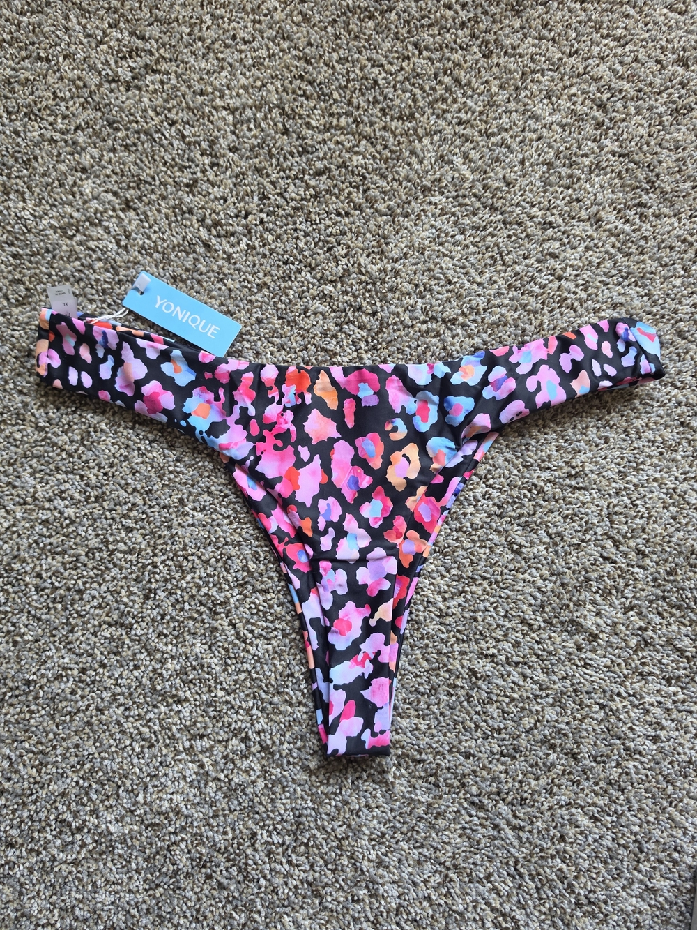 Yonique Multicolor Leopard Print Bikini Bottoms - Pink/Blue